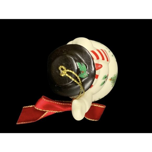 Vintage Spode Christmas Waving Snowman Ornament Porcelain Collectible Holiday - Picture 4 of 8